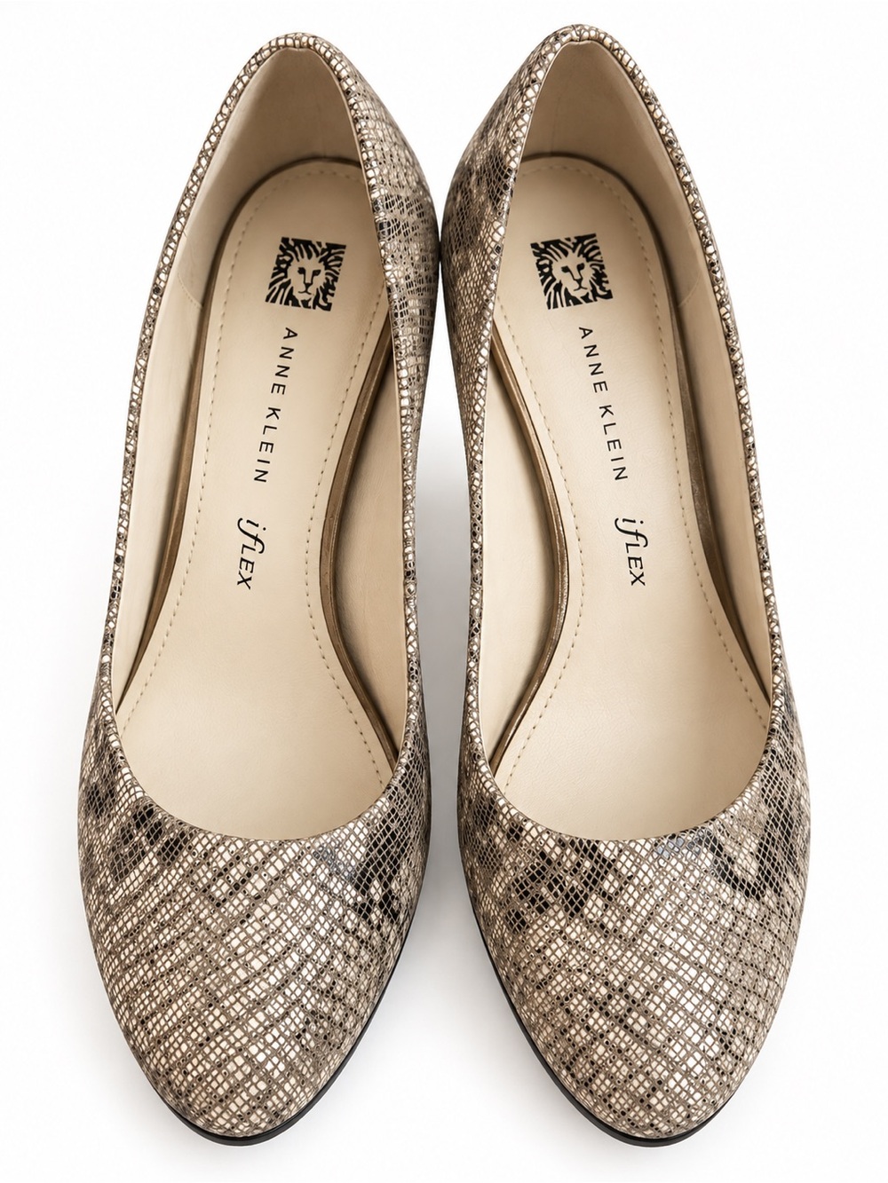 Anne Klein Women's Neutral Snakeskin Heels - Taupe
